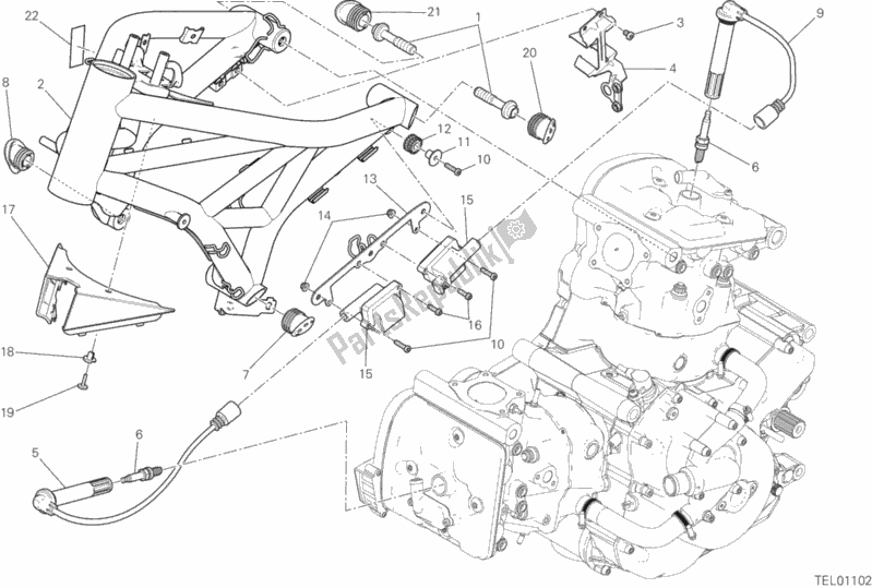 All parts for the Frame of the Ducati Monster 821 Thailand 2018